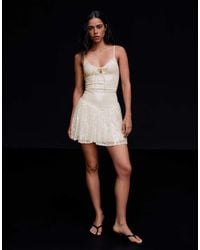 Bershka - Strappy Sequin Mini Dress With Flared Skirt - Lyst