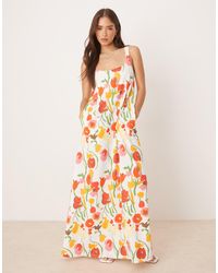 ASOS - – trapezförmiges maxikleid mit blumenmuster - Lyst