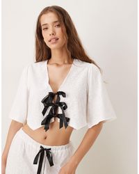 Sister Jane - Contrast Bow Broderie Tie Top Co-ord - Lyst