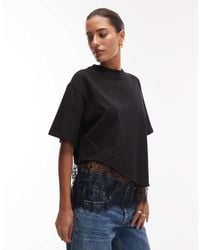 ASOS - Short Sleeve T-Shirt With Lace Hem Detail - Lyst