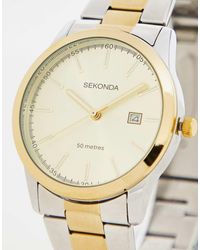 Sekonda - Taylor 41Mm Analogue Watch With Two Tone Alloy Round Case, Two Tone Stainless Steel Bracelet And Dial - Lyst