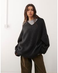 Weekday - Wool Blend Super Oversized V Neck Jumper - Lyst
