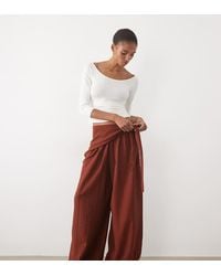 ASOS - Asos Design Tall Straight Leg Wrap Skirt Detail Pants - Lyst