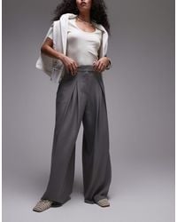 TOPSHOP - High Waist Pleated Extreme Wide Leg Tailored Pants - Lyst
