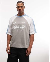 ASOS - Boxy Oversized T-shirt With Cut And Sew Panelling And Sports Graphic - Lyst