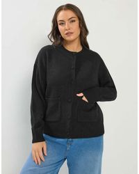 Yours Clothing - Knitted Bomber Cardigan - Lyst