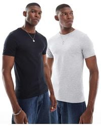 ASOS - Essentials 2 Pack Muscle Fit T-shirts - Lyst