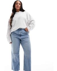 ASOS - Vaqueros Capri Azules Cómodos Y Elásticos De Pernera Recta Con Lavado Claro Medio De Asos Design Curve - Lyst