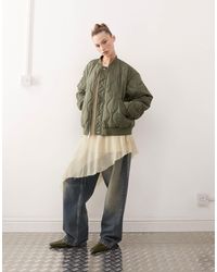 Monki - Quilted Reversible Bomber - Lyst