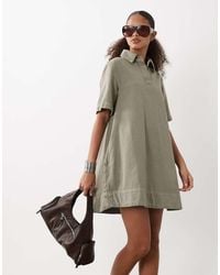 ASOS - Denim Swing Polo Shirt Dress - Lyst