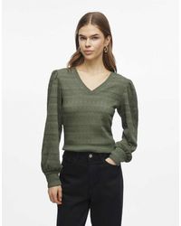 Vila - Top A Maniche Lunghe Color Alloro - Lyst