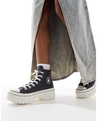 Converse - Zapatillas De Deporte Negras Y Blancas Con Tacón Chuck Taylor All Star Lugged Hi Heel De - Lyst