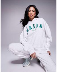 Kaiia - Sudadera Gris Jaspeado Con Capucha Y Logo Bordado De Sport (Parte De Un Conjunto) - Lyst