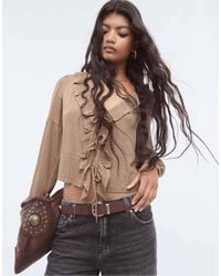 Stradivarius - Blusa Ampia Con Volant - Lyst