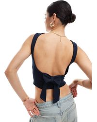 Stradivarius - Open Back Top With Tie Back - Lyst