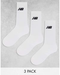 New Balance - Confezione Da 3 Paia Di Calzini Bianchi Con Logo - Lyst