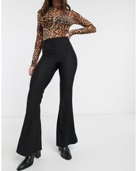 Bershka Leopard Print Jersey Flare Pants in Brown - Lyst