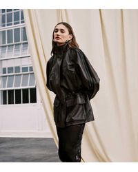 adidas Originals x ASOS - Leather Jacket With Funnel Neck - Lyst