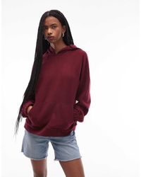 ASOS - Sudadera Color Guinda Oscuro Extragrande Con Capucha Y Mangas Raglán De Tejido Muy Suave De -Rojo - Lyst