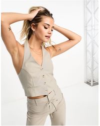 Pull&Bear - Tailored Waistcoat With Strappy Back Detail Co-ord - Lyst