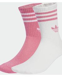 adidas Originals - Confezione Da 2 Paia Di Calzini E Bianchi Glitterati Con Bordino E 3 Righe - Lyst