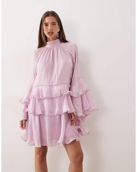Gina Tricot - Flowy Frill Mini Dress - Lyst
