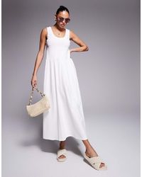 ASOS - Ruched Scoop Smock Midi Dress - Lyst