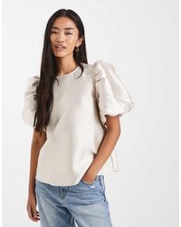 ONLY - Geweven Top Met Pofmouwen - Lyst