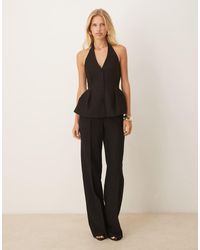 Mango - Pantalones De Sastre Negros Con Pinzas Delanteras De Mezcla De Algodón De (Parte De Un Conjunto) - Lyst