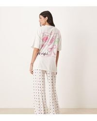 ASOS - Pantalones De Pijama De Pernera Ancha Y Camiseta Extragrande Con Estampado Gráfico "Girls Night" De Asos Design Tall - Lyst