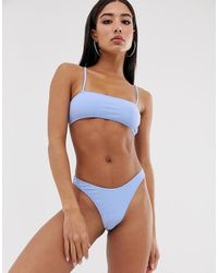Missguided Mix En Match Bikinitop Met Bandjes - Blauw