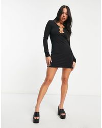 Weekday - Clear Exclusive Long Sleeve Mini Dress With Rhinestone Cut Out Detail - Lyst