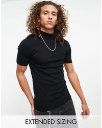 ASOS Muscle Fit Knitted T-shirt With Turtle Neck - Black