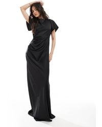 Six Stories - Bridesmaid Flutter Sleeve Satin Maxi Dress - Lyst