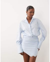 Noughts & Kisses - Cotton Rich Button Up Asymmetric Hem Deep Cuff Mini Shirt Dress - Lyst