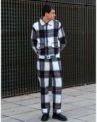 Labelrail - X isaac hudson - pantalon large d'ensemble en maille brossée à carreaux et revers retroussés - Lyst