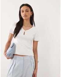 Mango - Teen Button Detail Short Sleeve Knitted Top - Lyst