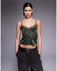 Edikted - Tamar Satin Effect Lace Detailed Tank Top - Lyst