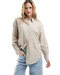 Monki - Linen Blend Oversized Shirt - Lyst