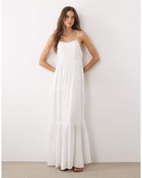 Mango - Teen Tiered Strappy Maxi Dress With Embellished Trim - Lyst