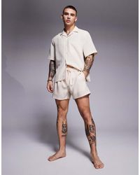 ASOS - Korte Zwemshort Met Linnenlook - Lyst