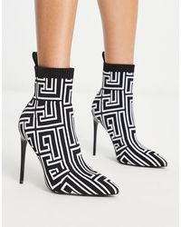 SIMMI - Simmi London - Anusha - Sock Boots Met Stilettohak En Print - Lyst