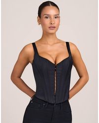 Oh Polly - Satin Scoop Neck Hook And Eye Corset Top Co-ord - Lyst