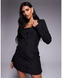 Kaiia - Exclusive Square Neck Bow Cuff Detail Tailored Blazer Mini Dress - Lyst