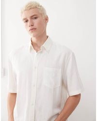 Weekday - Oversized Recht Overhemd Van Linnenmix Met Korte Mouwen - Lyst