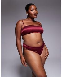 ASOS - Asos design curve – brooke – tanga aus reinem satin und netzstoff - Lyst