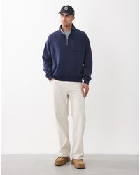 Abercrombie & Fitch - Quarter Zip Sweatshirt With Embroidered Pocket - Lyst