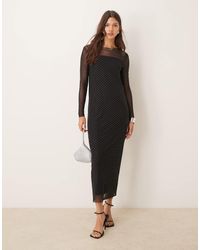 Jdy - Maxi Jurk Van Mesh Met Lange Mouwen En Studs - Lyst