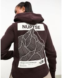 The North Face - Nuptse Cropped Back Print Fleece Hoodie - Lyst