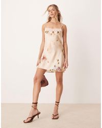 ASOS - Cami Floral With Ruched Bust Detail Mini Dress - Lyst